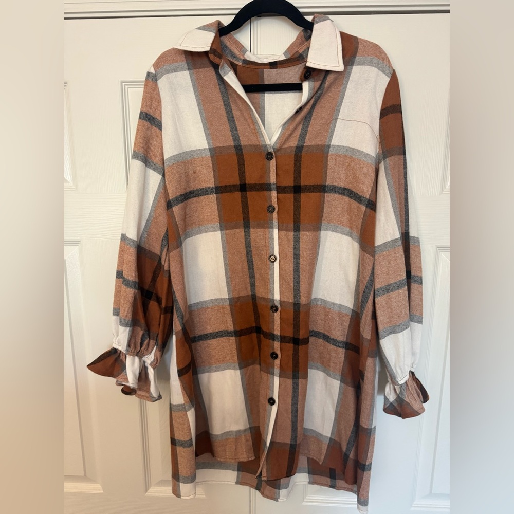 Plaid Button-Up Mini Dress